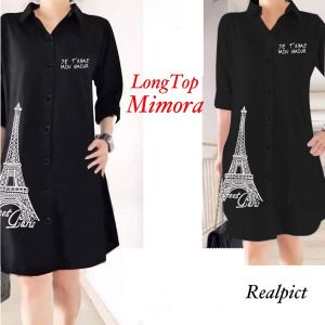 FEMMESHOP - KEMEJA WANITA / KEMEJA KOREA / KEMEJA LUCU - RM LONG TOP MIMORA