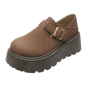 [Free Shipping] New High-Heeled Suede WomenS Slip-On Thick-Soled Closed-Toe Sandals For Petite Women Trendy