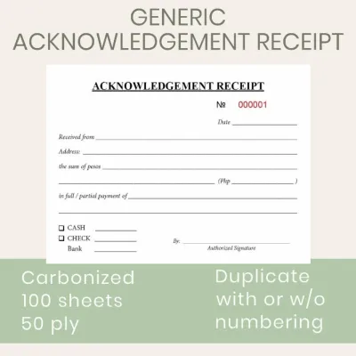 (GENERIC) PLAIN Acknowledgement Receipt 4X5 CARBONIZED