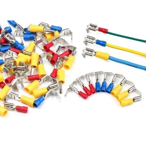 GAVINMK 50pcs Female Piggy Back Male Insulated Crimp Spade Piggyback Wire Cable Connector Terminal