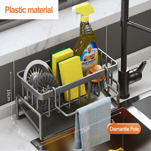 Metal Sponge Drainer Rack With Towl Holder Kitchen Bathroom Sink Organizer Rack Soap Holder Orgaizer