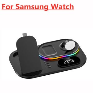 4 in 1 Wireless Charger Stand Light For iPhone 16 15 14 13 12 11 X Apple Watch Airpods Samsung Galaxy Watch Fast Charging Dock Station