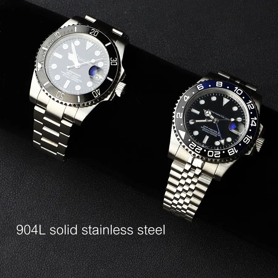 ปรับ Glidelock สายนาฬิกาสำหรับ Rolex Submariner สีดำสี