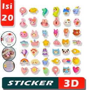 ELINK Isi 20 Stiker 3D Timbul Stiker Botol Minum Viral 3D Karakter Sticker Tempel - Stiker Timbul Karakter Tempelan Botol Minum