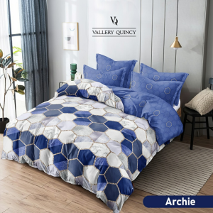 Live Flash Sale - Bedcover Set Vallery Quincy King 180x200 Tinggi 30cm - Abstrak Bunga Minimalis