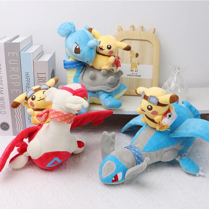 Kawaii Pikachu Riding Lapras Latios Latias Plush Doll Pokemon Stuffed ...