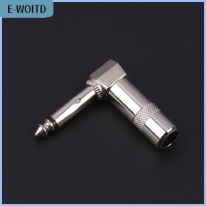 【E-WOITD】 Metal 6.35mm Plug Right Angle Male Mono Plug L-Shape Audio Connector For Guitar Audio 1 4 6.35 90 Degree Jack Solder Connector
