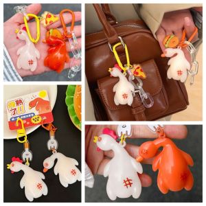 INGER Cartoon Detect UV Color Change Duck Pendant Creative Funny Roast Duck Keyring Cute Unique Roast Chicken Keychain Backpack Decor