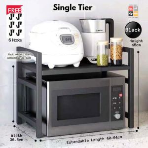 (SG Seller) Microwave Oven Appliances Rack Adjustable Extendable Kitchen Office Living Space Free 6 hooks DIY