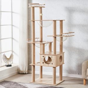 [SG SELLER] Large Cat Tree Condo Multi-Level Pet Cat Tree Tower House Bed Nest Cat Condo Wooden Post Large Cat Tree Scratching Pole