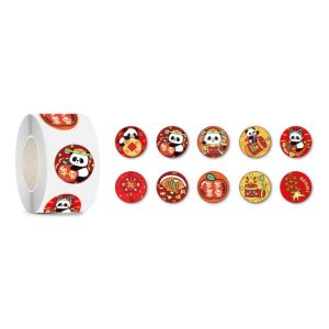DUY26 1 Roll Beaver Capybara Cartoon Sticker Decorative Self Adhesive DIY Seal Roll Stickers Spring Festival Supplies Good Luck Seal Label Stickers For Envelope Gift Seal