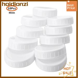 haidianzi 10pc White Mason Canning Drinking Jars Lid 70mm 86mm Inner Diameter Plastic Covers Unlined Ribbed Lids Storage Caps Replacements