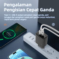 KIVEE Kepala Charger Quick Charger QC3.0 Type-C+USB 40W PD Fast Charge Charger Travel Fast Charging Untuk MFi iPhone14 13 pro Max 13/12/11/XS/XS Max/XR/X/8 /8 plus/7 plus. 