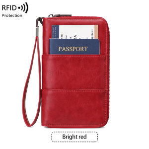 BANYANU Women Large Capacity Leather Passport Wallet Travel Business Zipper Long Purse for Woman