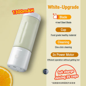 Hyundai 400ML Fruit Blender Juicer Cup 1300mAh 4 Blades Wireless Portable Mini USB Rechargeable Blender Mixer Waterproof