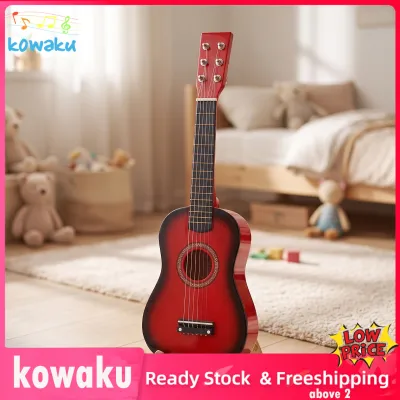 kowaku Acoustic-Style Small Guitar Compact Six-String Guitar Portable Stringed Instrument Sturdy for Students