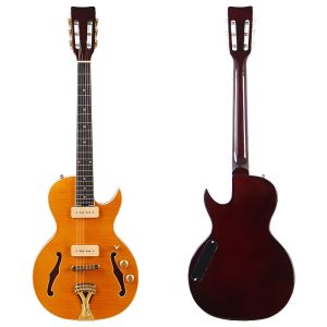 Classical Head 6 Strings Electric Guitar 39 Inch Flame Maple Top F-hole Design High Glossy Guitarra2026