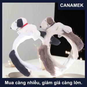 【CANAMEK】 Kawaii Snoopy búp bê sang trọng tóc Hoop phim hoạt hình Puppy Tai Headband Phụ kiện tóc Cosplay đạo cụ bên ảnh mũ