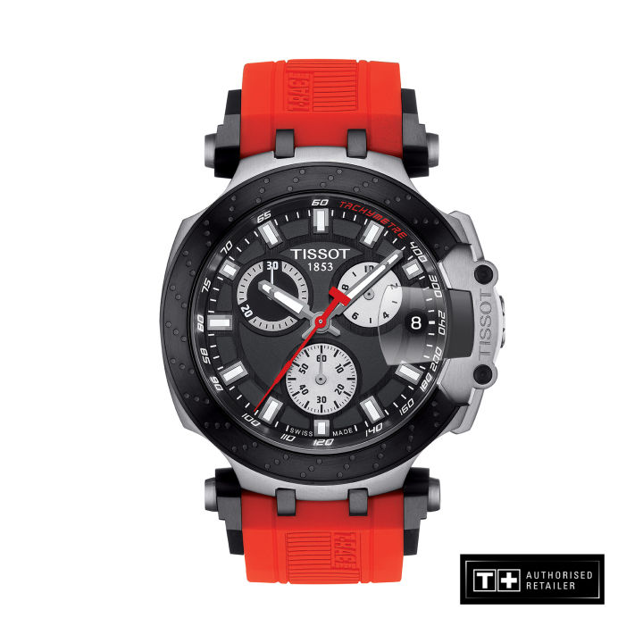 Tissot T Race Chronograph Men s Red Silicone Strap and Black Dial