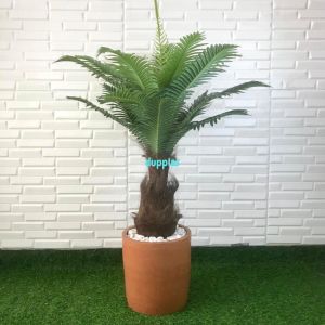 Pohon Artificial Daun Palem Botol T120 Latex Pot Terracota Coklat Dekorasi Ruang Kantor