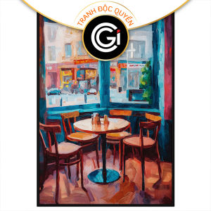 Tranh decor quán cafe. Tranh treo tường dán tường sơn dầu canvas trang trí. CGI-2086