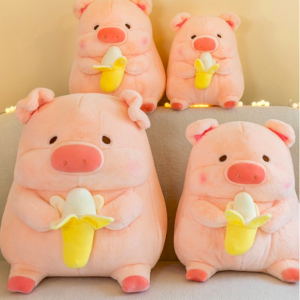 Thú nhồi bông Heo béo ôm qủa chuối đáng yêu - Size từ 22cm đến 50cm - Quà tặng gấu bông heo Lulu êm mịn.
