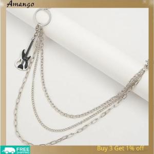 Amango Multilayer Metal Guitar Pendant Pant Chain Hip Hop Waist Keychain Jeans Chain Women Trendy Jewelry Accessories Gifts