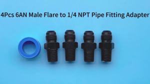 4Pcs 6AN Male Flare to 1/4" NPT Fitting Adapter for Cooling System Fuel System