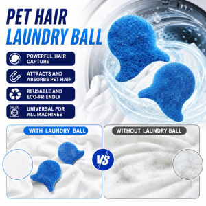 Cartoon Washing Machine Style Pet Hair Remover Cute Laundry Cleaning Ball Pet Fur Lint Collector Reusable Sponge Catcher for Washing Clothes Home Laundry Accessories