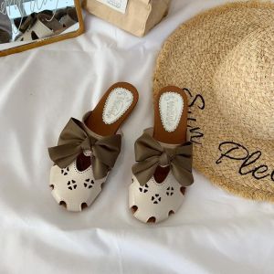[Free Shipping] WomenS Outdoor Slippers New Summer Styles Versatile Korean Fashion Beach Sandals Flat-Soled Flip-Flops Student-Style Closed-Toe Half-Slippers