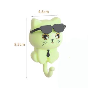 BEBA Plastic Cartoon Cat Hooks Wall Hanging Waterproof Key Hangers Cute Decorative Sunglasses Cat Hooks for Home