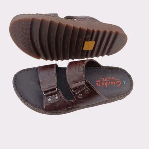 Dép da nam quai ngang cao cấp QNMS25 đế mát-xa thoáng khí ôm chân cực êm