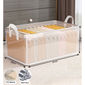 Closet Clothes Organizer with Handle Fabric Storage Box with Steel Frame Stackable Shelf Storage Baskets Foldable Wardrobe Storage Box