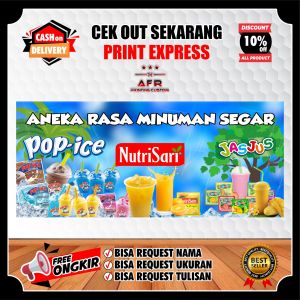 Spanduk Banner Pop Ice Aneka Minuman Segar Ukuran 100x50cm