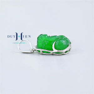 Mặt Dây Chuyền Bạc Hình Tỳ Hưu Đá Phong Thủy Nhiều Màu Ngậm Kim Tiền May Mắn - Vàng Bạc Duy Hiển