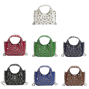 Hollow Rivets Crossbody Bag for Women Daily Bag PU Leather Handbag Messenger Bag Chain Shoulder Bag Everyday Bag