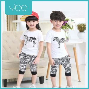 YeeShop เสื้อผ้าเด็กผู้ชาย/ผู้หญิงแขนสั้น ลายม้าลาย/ต้นไม้ ไซส์  100#/18-24เดือน 110#/2-3ปี 120#/3-4ปี 130#4-5ปี 140#/5-6ปี 150#/6-7ปี  (M2 0107）