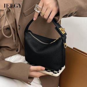 IELGY Top-Handle Bags for women PU leather lunch box niche design retro messenger bag