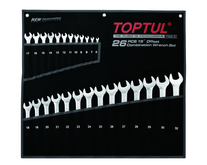 TOPTUL 15° OFFSET HI-PERFORMANCE COMBINATION WRENCH SET | Lazada PH