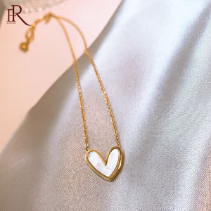 Frascati Classic Shell Heart Pendant Gold Color Stainless steel Necklace Lovely Girls Jewelry Accessories Womens Fashion Necklace