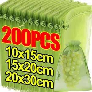 100Pcs Fruit Protection Netting Bags Plant Grow Bags Garden Anti-Bird Mesh Bag Vegetable Strawberry Grape Cover Garden Tools