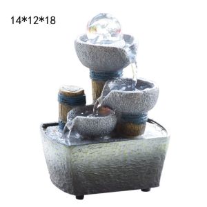 European Style Fengshui Wheel Decoration Flowing Water Small Fountain Decoration Gift Living Room Office Creative Desktop Rockery Water Landscape