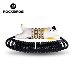 ROCKBROS Bicycle Password Lock Zinc Alloy Ultralight Cute Cat Lock for MTB Road Bike Electric Bike 130CM Retractable Cycling Helmet Anti Theft Cable Lock for Luggage Bike Outdoor Anti Theft