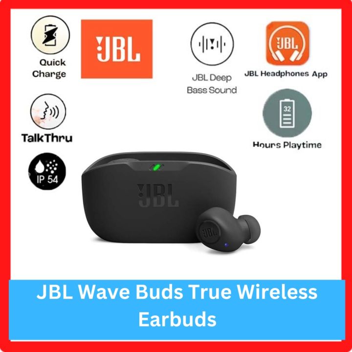 JBL Wave Buds TWS Bluetooth 5.0 True Wireless Earbuds with Built-In ...