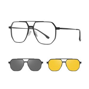 FIRADA Fashion Eyewear Vintage Square Double Beam Titanium Magnet Eyeglasses Optical Prescription Glasses Frame For Men 9906