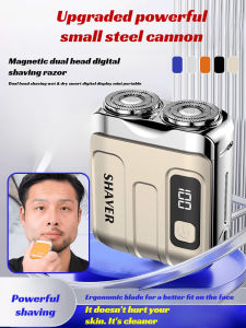 ✨ Magnetic Shaver/Portable Shaver/Grooming Tool With Digital Display Double Ring Floating Head 360° Residue Capture 4 Colors Car Use/Upgraded High-Power Magnetic Dual-Head Digital Shaver
