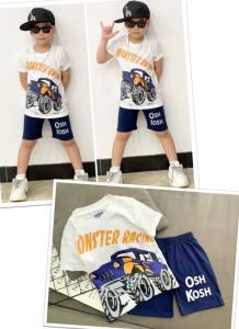 (12-17kg) Bộ bé trai tay ngắn quần đùi - thun coton oshkosh chính phẩm VNXK In Hoạt Hình Hot Trend -1011