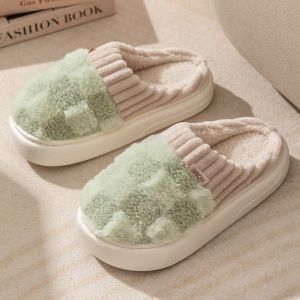 Free Shipping Silent Cotton Slippers For Women New Autumn And Winter Styles Indoor Home Use Fleece-Lined For Warmth Non-Slip Suitable For Postpartum Use