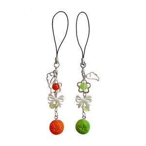 Elegant Orange Bowknot Flower Bag Pendant Phone Chain Fashionable Handbag Charm Accessories for Women Girls