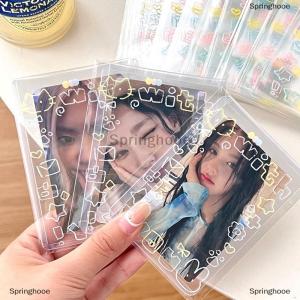 [COD] Springhooe 50Pcs Transparent Cute Graffiti Kitten Self-adhesive Opp Bag Kpop Idol Photo Cards Protective Storage Bag Photocard Card Sleeves